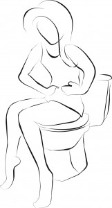 woman on toilet that dyspepsia or dirrhea